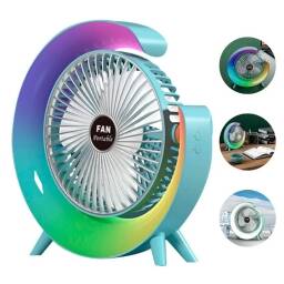 Ventilador veladora Luna RGB / Con batera recargable / 3 niveles de velocidad